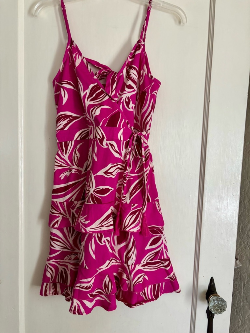Fuchsia Floral Wrap Mini Dress